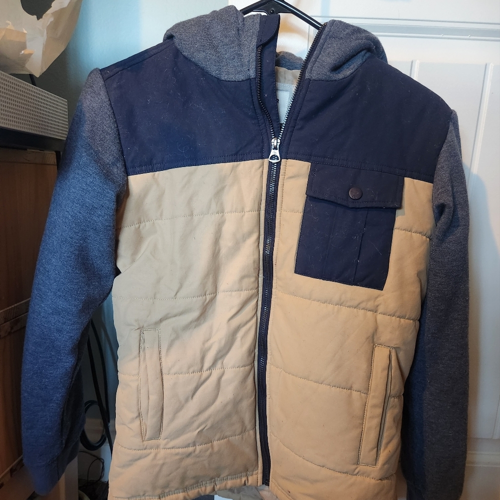 Quiksilver Kids Puffer Jacket - Navy and Tan
